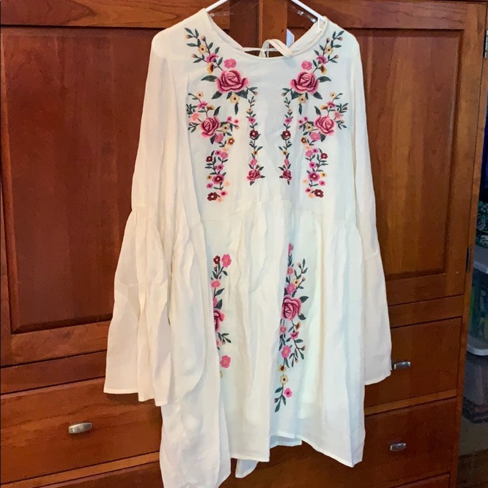 Floral cream dress.